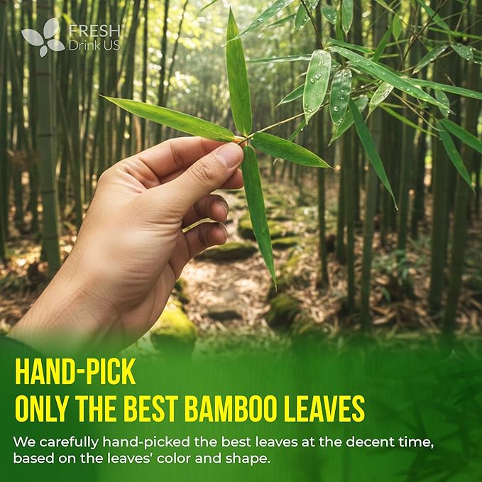 FreshDrinkUS, Premium Bamboo Leaf Tea Bags | 40 Count | Naturally Light & Refreshing Caffeine-Free Herbal Tea – From 100% Natural Bamboo Leaves. Sugar-Free. Vegan