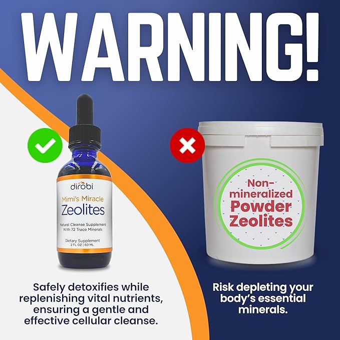 Mimi's Miracle Zeolites: Heavy Metal Detox Zeolite Supplement Drops with 70 Trace Minerals for Adults & Kids - Supports Cell Restoration, Immune & Digestive Tract Health (4 oz Bottle, 60 Day Supply)