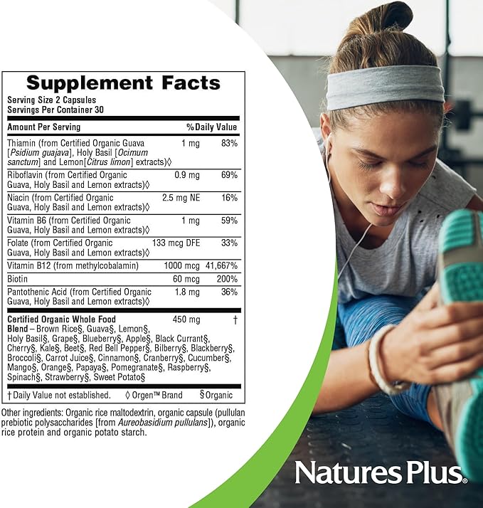 NaturesPlus Source of Life Garden Vitamin B12 - 60 Capsules, Pack of 2 - Includes 20+ Whole Food Extracts - USDA Certified Organic, Non-GMO, Vegan, Gluten Free - 60 Total Servings