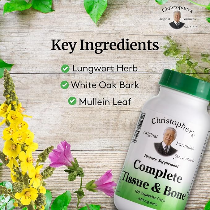 Christopher's Original Formulas Complete Tissue & Bone Formula – 100 VCaps | Herbal Support for Bones & Connective Tissue - Pack of 4