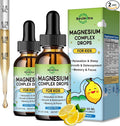 (2 Pack) Magnesium Glycinate Liquid for Kids, Kids Magnesium Liquid Drops Supplement with L-Theanine, Calcium, Zinc, Vitamin D3 K2 for Sleep Calm Relaxation Brain Bones Focus, Lemon Flavor 4 Fl Oz