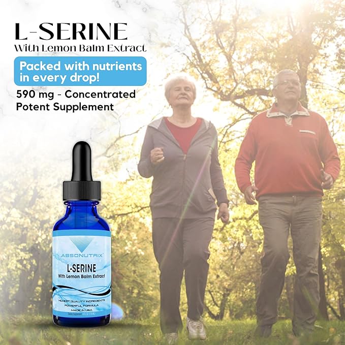 Absonutrix L-Serine Complex 500 mg - 4 Oz Liquid Large Bottle - 200 Servings per Bottle Made in USA All Natural