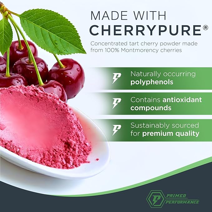 CherryPURE® Tart Cherry Powder, Skin-Derived Montmorency Cherry for Daily Recovery, 125g (250 Servings)