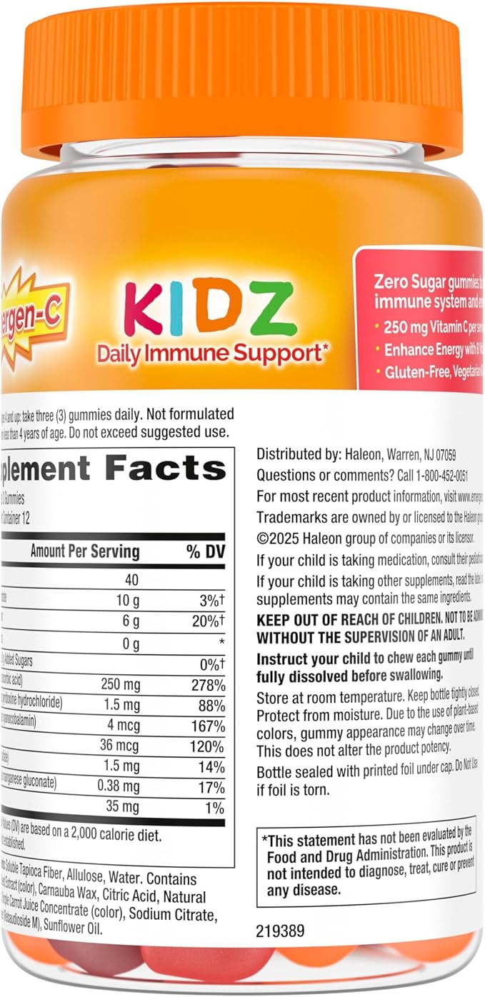 Emergen-C Zero Sugar Immune Support Kidz Gummies 36 Count