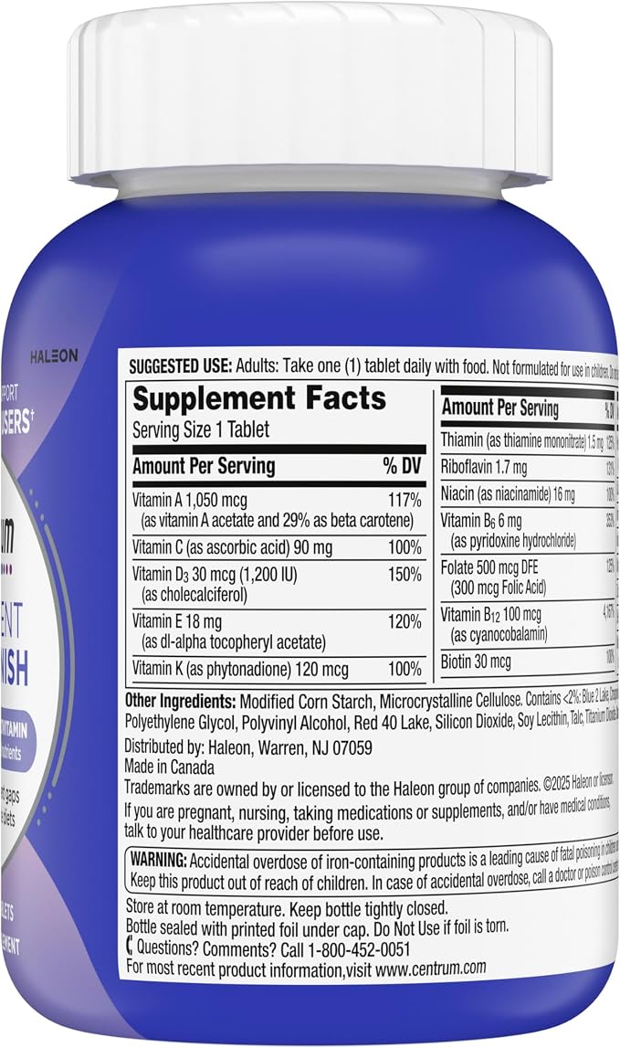 Centrum Nutrient Replenish GLP-1 Nutrition Support Multivitamin for Whole Body Health and Appearance - 180 Tablets, 6 Month Supply