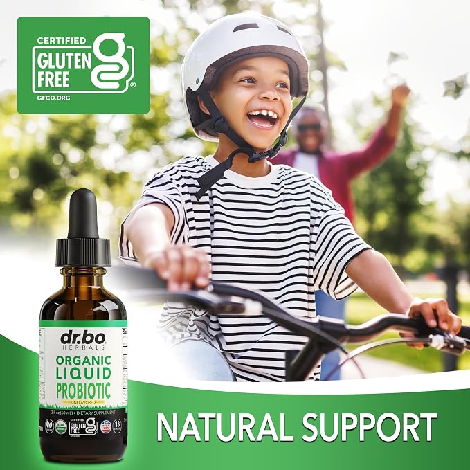 Organic Liquid Probiotic Drops Supplement - Organic Probiotics for Kids, Women & Men, Digestive Gut Health - Vegan Acidophilus Probiotics, Kid Flora Toddler Liquid Probiotic for Kids, Womens, Men 2 Oz
