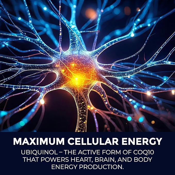 Ubiquinol CoQ10 200mg – High Absorption Active Coenzyme Q10 Supplement for Heart Health, Energy & Cellular Vitality | 60 Capsules, 60-Day Supply | Bioavailable Antioxidant Formula | Non-GMO