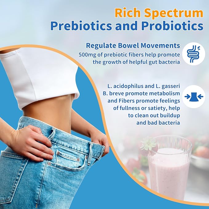 ZEBORA Probiotics for Women, Men and Kids, Prebiotics and Probiotics Powder for Digestive and Immune Gut Health - Support Healthy-Respiratory-System Gluten Free and Non GMO, 30 Packets