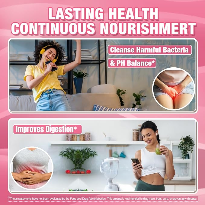 Vaginal Probiotics Gummies for Women PH Balance, Odor Control with Prebiotics, Cranberry, D-Mannose, Promotes Feminine Healthy Vaginal Flora, Urinary Tract, Yeast, Digestive Support, Sugar Free,60Cts