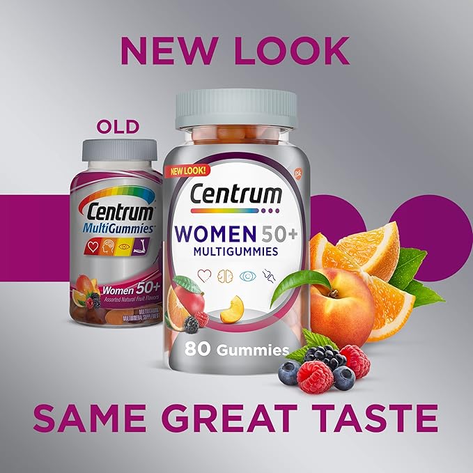 Centrum MultiGummies for Women 50 Plus, Multivitamin/Multimineral Supplement with Vitamins D3, E, B6, and B12, Assorted Fruit Flavor - 140 Count