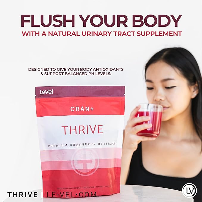 Le-Vel Thrive Cran+ | Herbal Supplement Powder for Urinary Tract Health | with D-Mannose, Cranberry, Apple Cider Vinegar & Antioxidants | 30 Packets