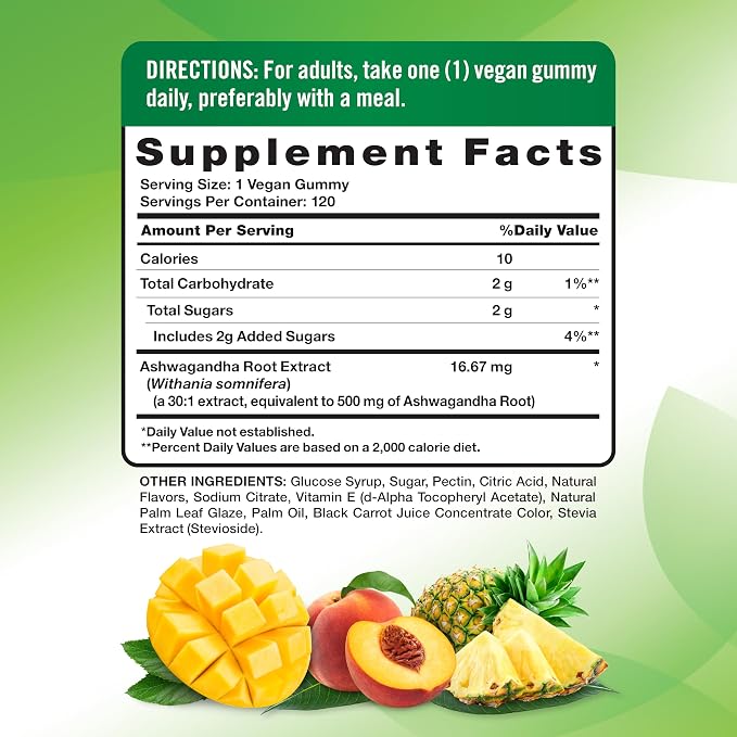 Nature's Truth Ashwagandha Gummies | 120 Count | Tropical Flavor | Vegan, Non-GMO & Gluten Free Supplement