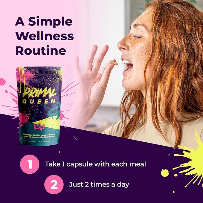 Primal Queen Female-Optimized Beef Organ Superfood Supplement – Grass-Fed, Pasture-Raised Beef Liver, Kidney, Heart, & More – Hormone Balance & Energy for Women – Pack of 2
