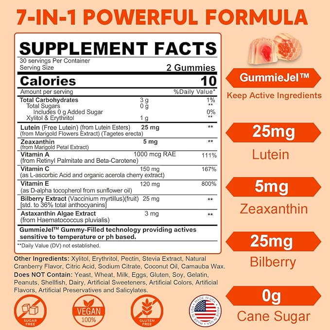 NEVISS Sugar Free Lutein Gummies 60 Counts + Vitamin D3 Gummies 60 Counts