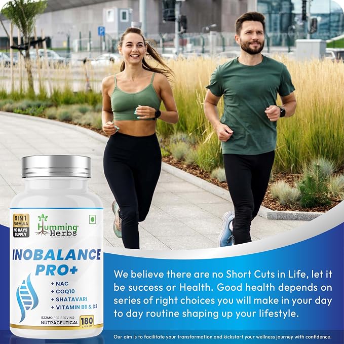 Humming Herbs Inobalance Pro+ — Myo-Inositol, NAC, CoQ10, Shatavari, Zinc, L-Methylfolate, Vitamin B6 & D3 — 922 mg per Serving — 180 Veg Capsules (180)