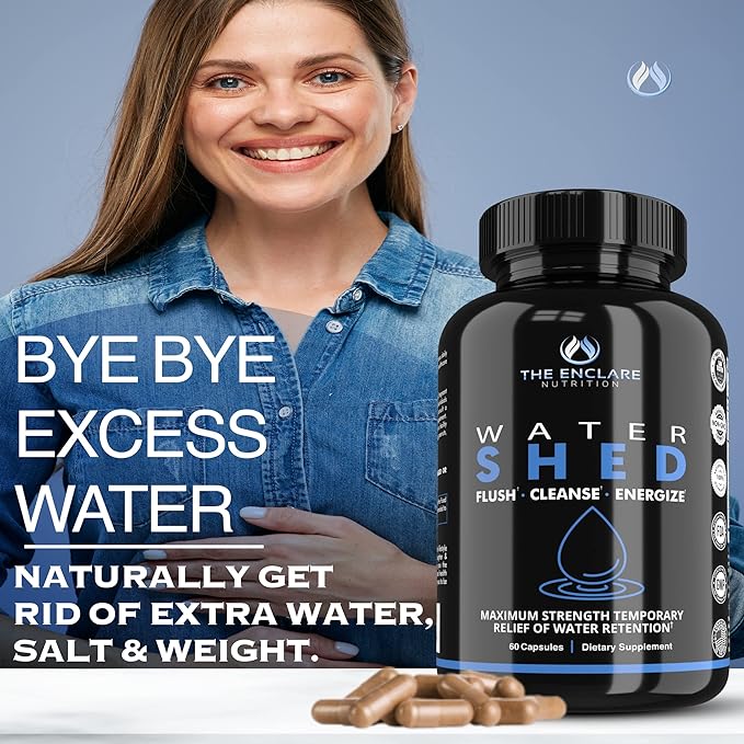 Water Pills Diuretic Water Retention - Liver Detox, Kidney Cleanse, Weight, Swelling Legs & Feet, Edema, Bloating Relief, Fluid Balance - Dandelion Vitamin B6 Green Tea Watershed Max Strength 60ct (1)