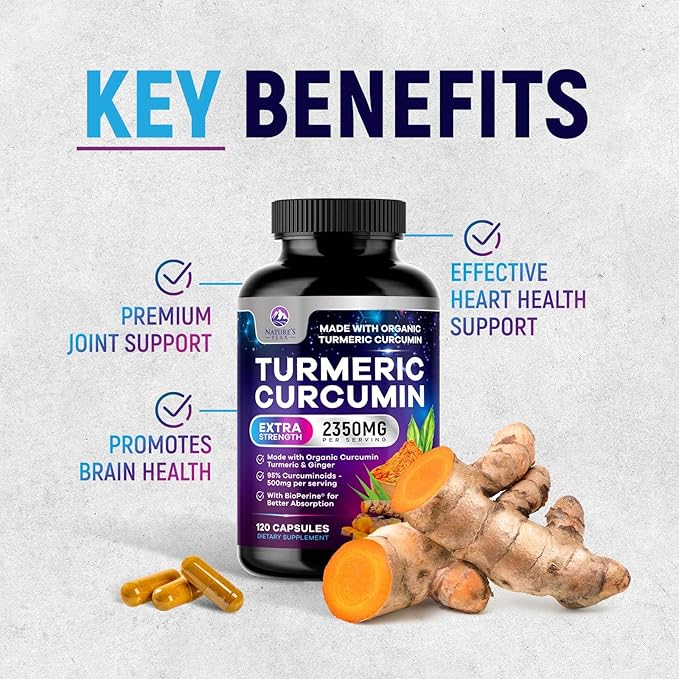 Turmeric Curcumin Supplement - 1750mg Organic Turmeric Per Serving - 95% Curcuminoids, Ginger & BioPerine Black Pepper for Best Absorption - Natural Vegan Joint Support, Bottled in USA - 360 Capsules
