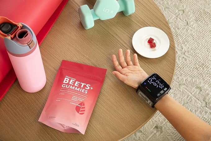Natrava Beets+ Gummies - Premium Beet Root Powder, Grape Seed Extract and Vitamin C - Supports Healthy Blood Pressure and Heart Health - Low Sugar Nitric Oxide and Circulation Supplement - 50 Gummies