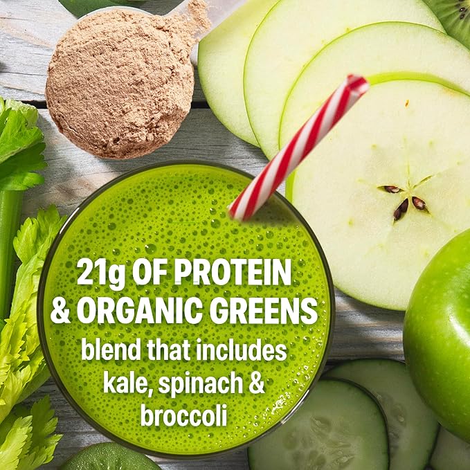 Orgain Organic Vegan Protein Powder + Greens, Creamy Chocolate Fudge - 21g Plant Based Protein, Gluten Free, Dairy & Lactose Free, Soy Free, No Sugar Added, Iron & Prebiotics for Gut Health - 1.94lb
