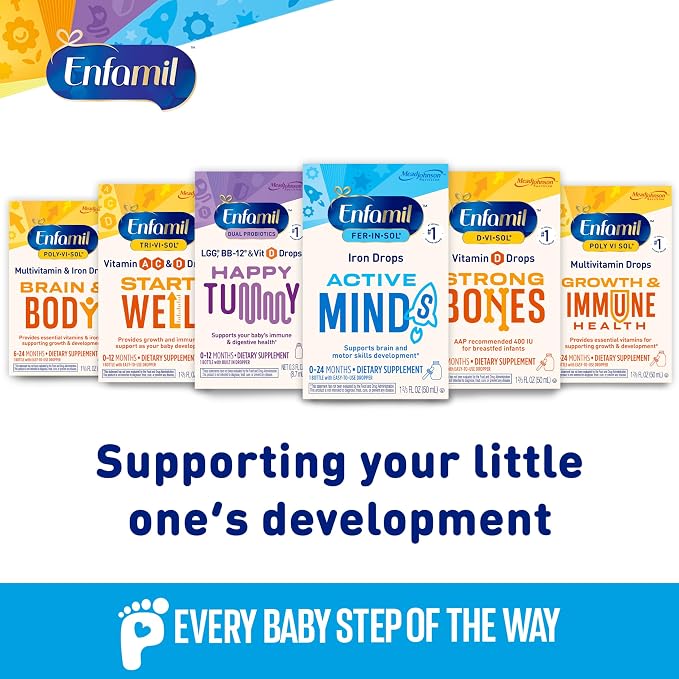 Enfamil Fer-in-Sol Iron Supplement Drops for Infants, 50 mL Dropper Bottle (Pack of 2)