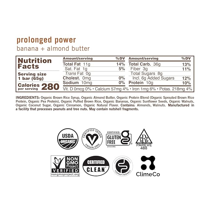 GoMacro MacroBar, Organic Vegan Protein Bar, Banana + Almond Butter, 2.3 oz (Pack of 12)