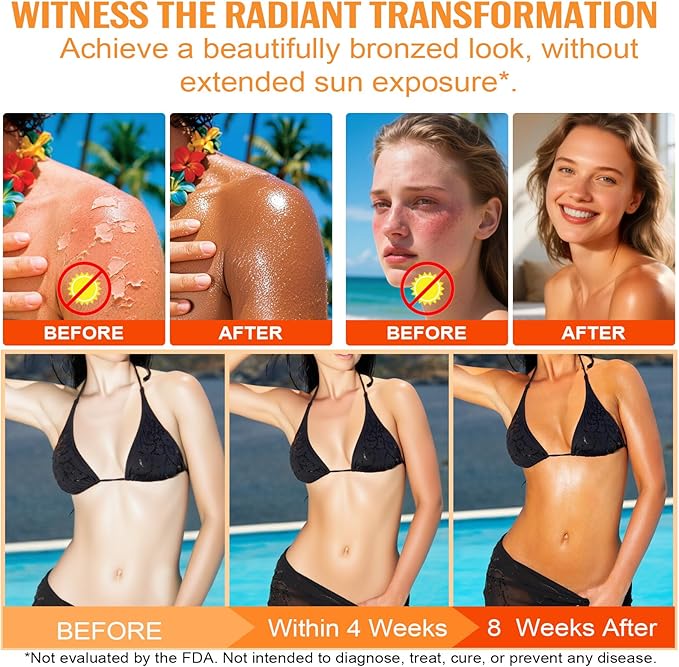 Daily Tanning Gummies - Natural Sun-Free Glow - with L-Tyrosine & Beta-Carotene to Enhance Tan, Nourish & Protect Skin, Watermelon Flavor, 60 Count