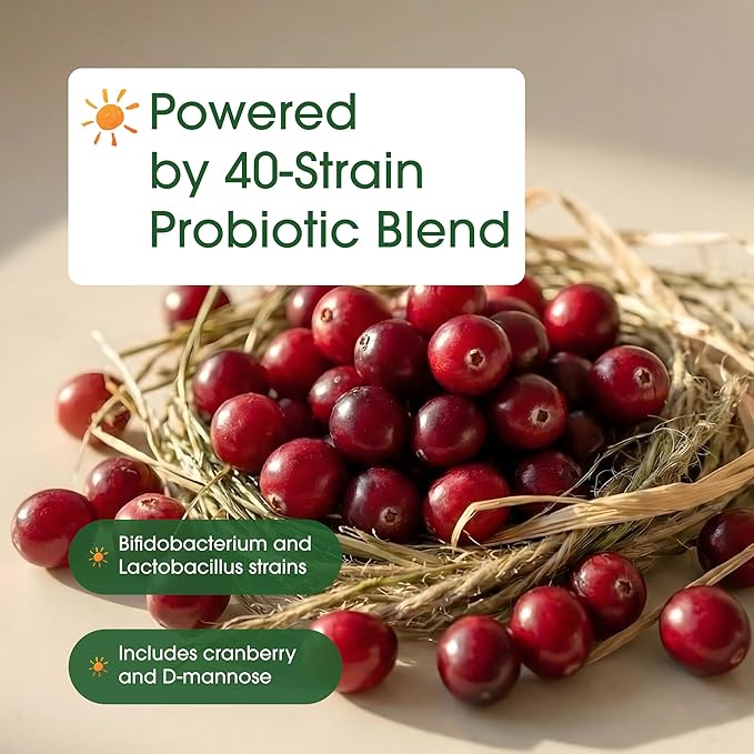 NatureBell Women's Probiotics+ - 240 Vegetarian Capsules - Prebiotic, Probiotic, Postbiotic & Digestive Enzymes - Made with Cranberry, D-Mannose, Inositol & More