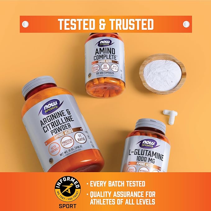 NOW Foods Sports Nutrition, L-Glutamine, Double Strength 1,000 mg, Amino Acid, 120 Veg Capsules