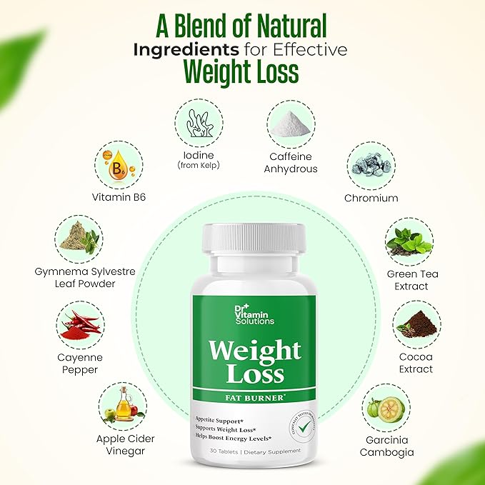 Weight Loss Supplements for Women & Men - Includes Green Tea Extract, Chromium, Vitamin B6 - Energy Booster, Belly Fat Burner & Appetite Suppressant Diet Pills - 30 Tablets
