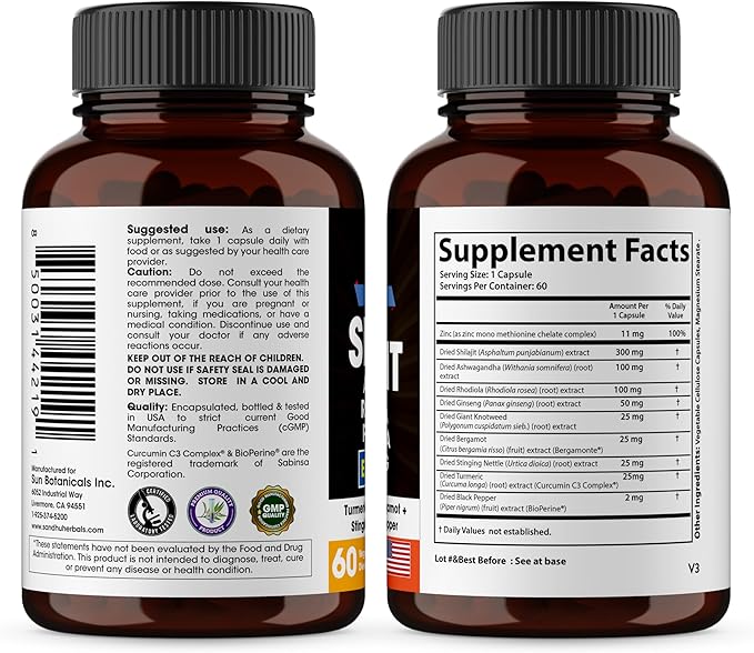 SANDHUHERBALS Shilajit Capsules for Men & Women | Pure Himalayan Blend with Ashwagandha | High Potency and Energy Supplement | 2 Months Supply | for Extra Power and Stamina | Combo with Sea Moss