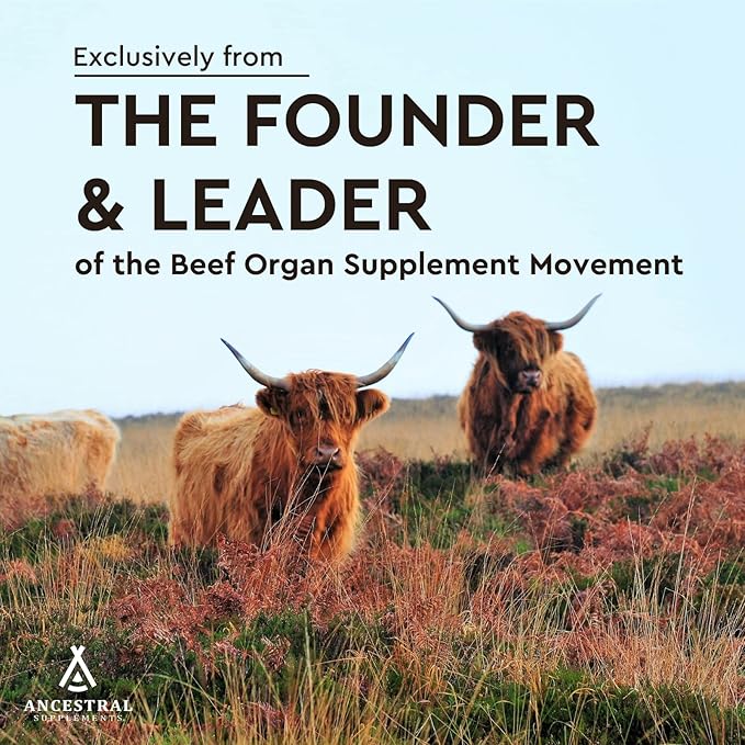 Ancestral Supplements Grass Fed Beef Heart Supplement, 3300mg, CoQ10 Supplement Supports Heart and Mitochondrial Health, Non-GMO, 180 Capsules (Pack of 2)