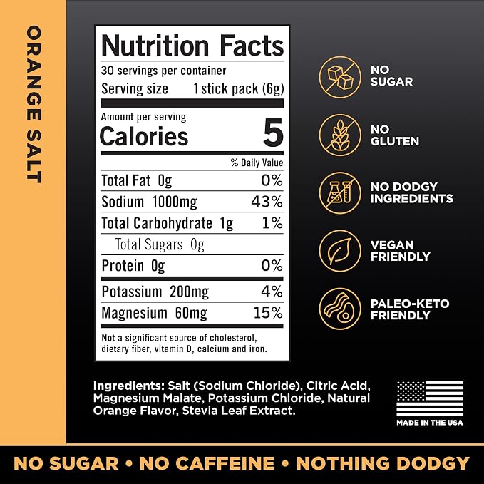 LMNT Zero Sugar Electrolytes - Orange Salt | Drink Mix | 30-Count