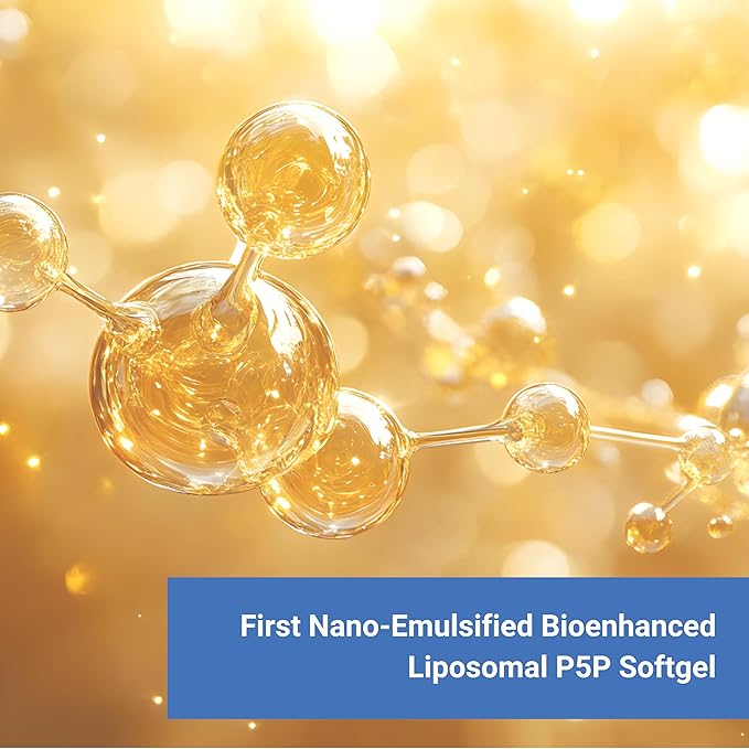 Naturalis Liposomal P-5-P 50mg Activated Vitamin B6 Nano-Emulsified in MCT Oil for Better Absorption | Non-GMO and Soy Free | Support Energy Metabolism and Neurological Function | 180 Softgels