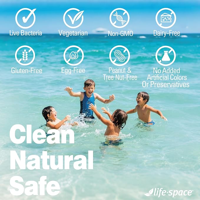 Life-Space Children Immune Support Probiotic, 2 Month Serving, Clinically Proven to Relieve Common Cold Symptoms, 12 Billion CFU, 6 in 1 Kids Probiotic for Digestive & Immune Health, 60 Grams