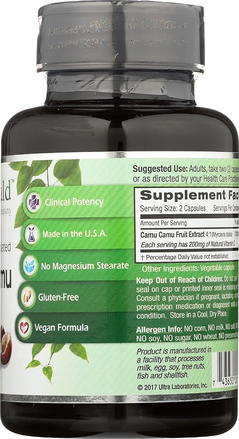 Emerald Labs Camu Camu - Plant-Sourced Vitamin C, Bioflavonoids, Amino Acids & B Vitamins - Gluten-Free, Vegan - 60 Vegetable Capsules (30-Day Supply)