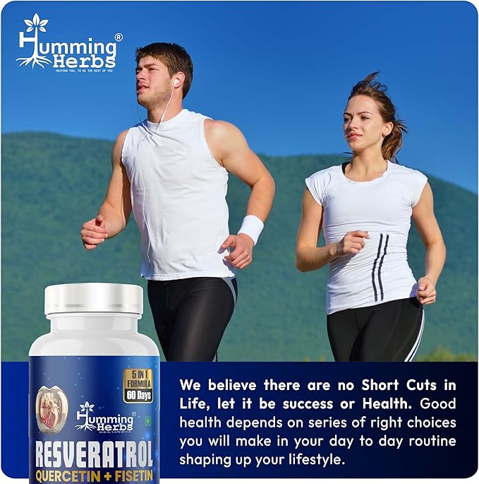 Humming Herbs Resveratrol Supplement— with Quercetin, Fisetin, Spermidine & Vitamin D3 — Antioxidant Support for Healthy Cellular Function - 1200 mg, 120 Vegan Capsules Non-GMO, Gluten-Free