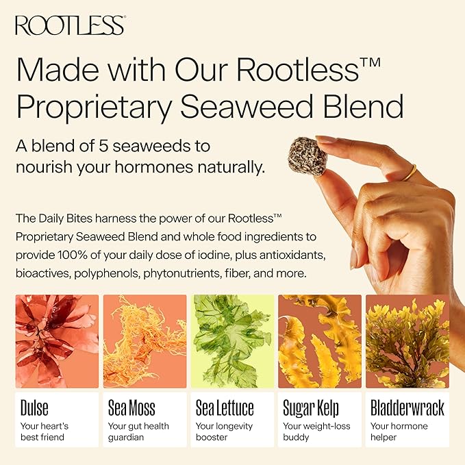 Rootless Seaweed Daily Bites – Orange Pistachio & Cacao Crunch – 2 Week Supply for Hormone & Thyroid Health | 100% Daily Iodine, Whole Food Ingredients – 2 Pack