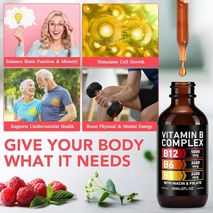 Frovetani 2PCS Organic Vitamin B Complex,B Complex Vitamins for Women, Vitamin B Complex Liquid, Vitamin B12 Methylcobalamin,Vitamin b6,B1,B9 for Metabolic Health Support, Vegan, Non-GMO, Gluten Free