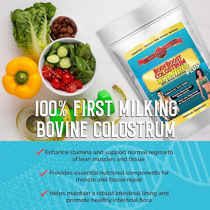 BodyBoost Colostrum Instantized, 99.5% Bovine Colostrum Powder, Immune Booster Supplement with Immunoglobulin & Lactoferrin, Grass Fed Colostrum, Food for Gut Health, Diverse Intake, 8 oz