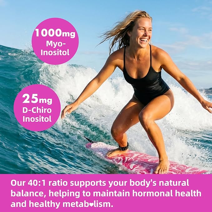 2 Pack Myo-Inositol & D-Chiro Inositol Gummies for Women, 120 Count | Ideal 40:1 Ratio with Vitamin D3, Folate, Magnesium and Zinc - Support Female Health & Wellness, Strawberry Flavor