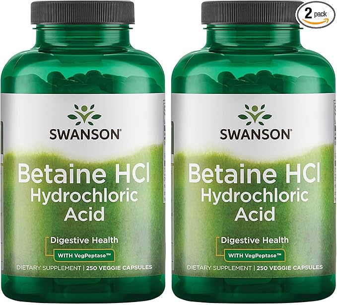 Swanson Hydrochloric Acid w/Pepsin 250 Capsules (2 Pack)