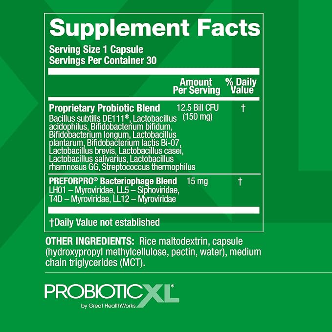 OmegaXL ProbioticXL - Probiotic & Prebiotic, Shelf Stable - Blend 11 Strains - Promote Healthy Gut Flora Growth, 12.5 Billion CFU - Non-GMO, Gluten-Free - 30 Veggie Caps