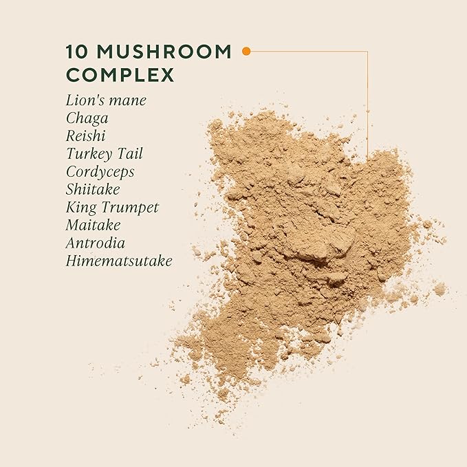 OM Mushrooms Master Blend Mushroom Powder – Organic Mushroom Supplement with 10 Mushrooms and Ashwagandha - Support Immunity, Gut Health & Stress Relief, 6.34 oz (80 Servings)