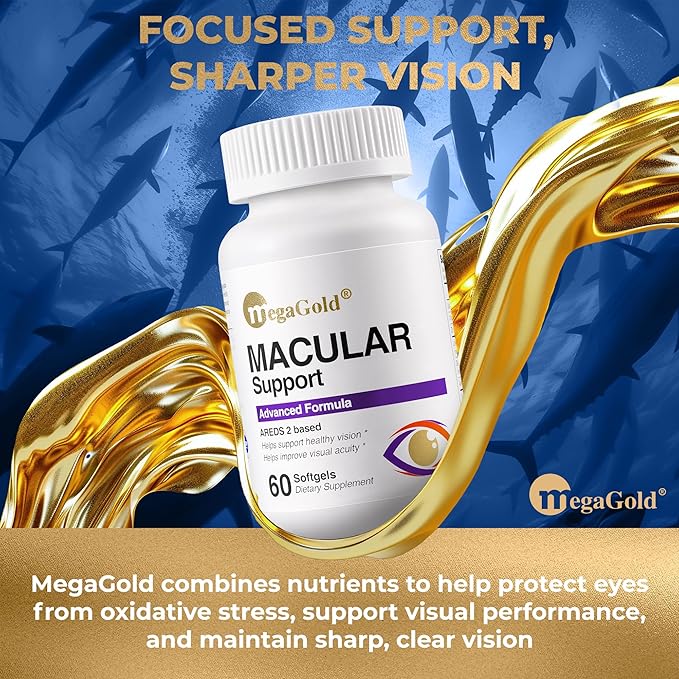 Macular Support Advanced Formula - Eye Supplements for Vision & Macular Health*, Contains Lutein & Zeaxanthin, Vitamins C & E, Zinc, and Astaxanthin, for Seniors & Adults - 60 Count Softgels