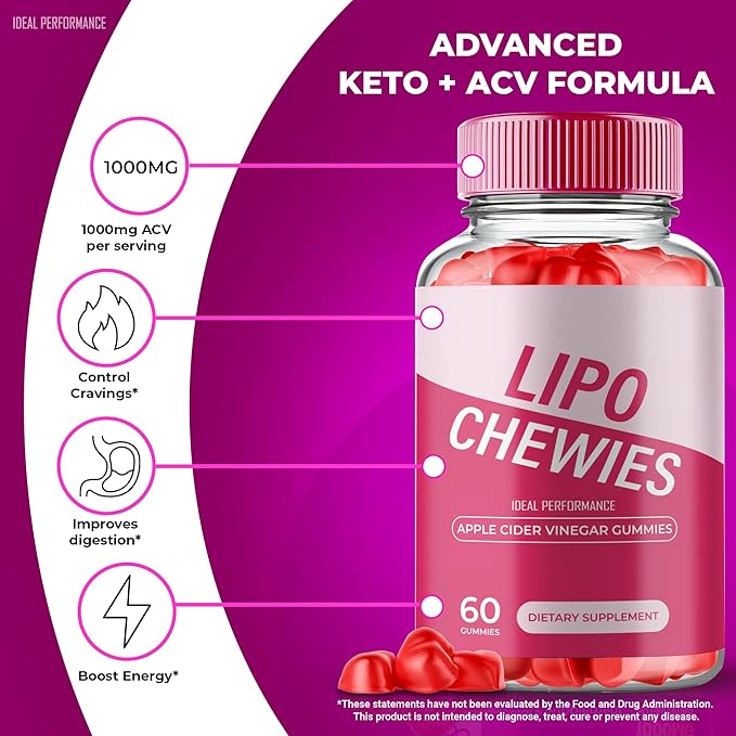 Lipo Chewies Brazillian Gummies, Lipo Chewies Keto ACV Keto Supplement Gummies - Maximum Strength, All Natural Support Formula, Keto+ACV Advanced Formula, LipoChewies Keto Gummy Reviews (60 Gummies)