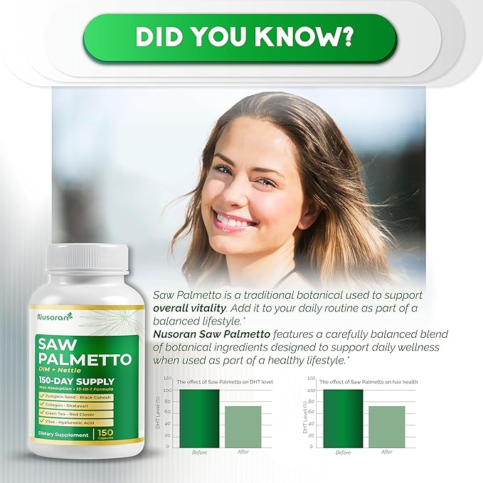 Ultra Saw Palmetto - 13-in-1 with DIM, Nettle, Pumpkin Seed, Collagen, Vitex - Max Absorption - 150 Capsules - Non-GMO, Gluten-Free, Lab Tested