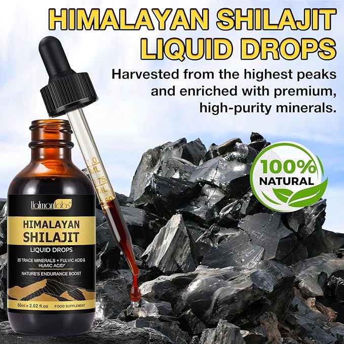 Shilajit Pure Himalayan Organic Resin Drop, Pure Himalayan Shilajit Resin Liquid Gold Supplement, Shilajit Organic Drop Rich in 85+ Trace Minerals, Shilajit for Men & Women (2.02 Fl Oz (Pack of 1))