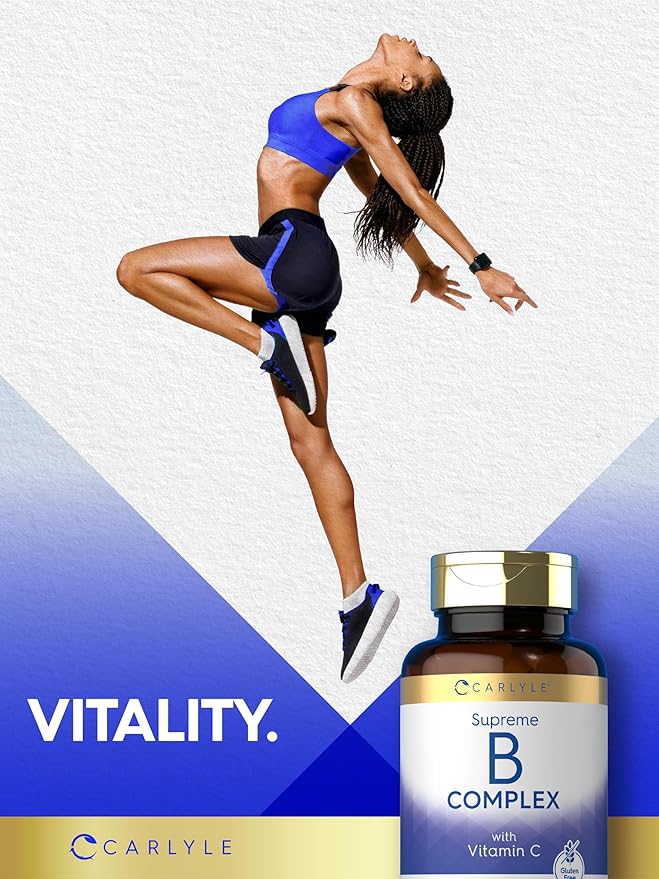 Carlyle Vitamin B Complex for Women and Men | 250 Caplets | with Vitamin C | Vegetarian, Non-GMO, and Gluten Free Supplement