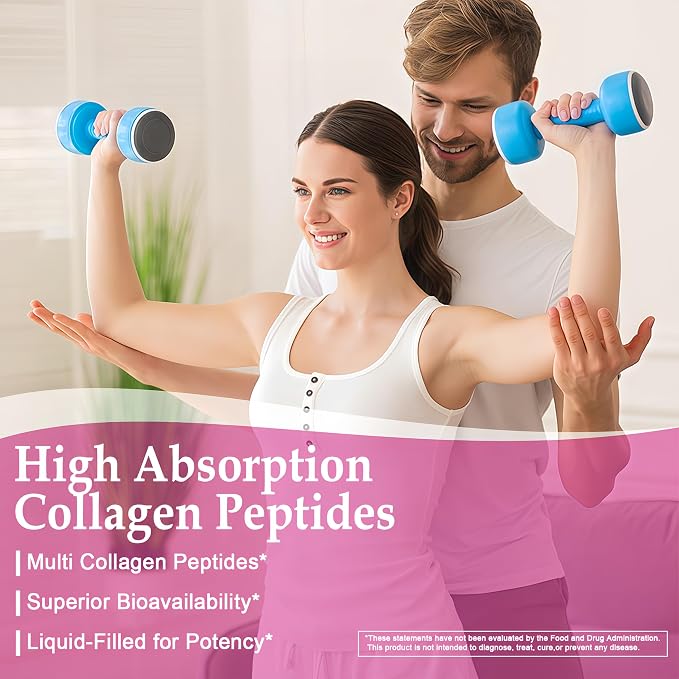 Multi Collagen Peptides Softgels - Hydrolyzed Collagen Peptides For Women & Men with Vitamin C Hyaluronic Acid - High Absorption Collagen Complex for Skin Hair Nail & Joint - Type I, II, III, V, X