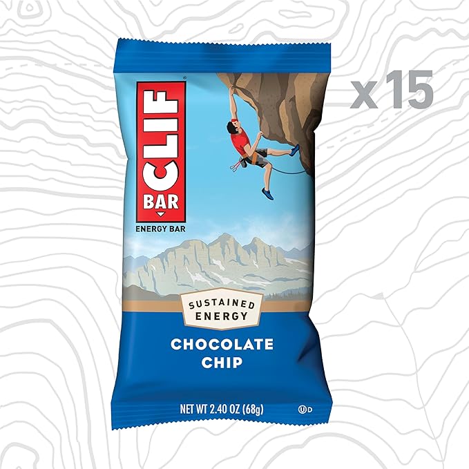 CLIF BAR - Energy Protein Bars - Chocolate Chip - Made with Organic Oats - Energy Bars - Non-GMO - 15 Count, (Pack of 4)